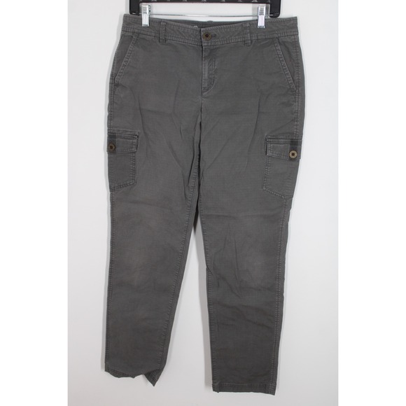 Eddie Bauer 8 Gray Cotton Canvas Casual Cargo Utility Pants - Picture 1 of 7